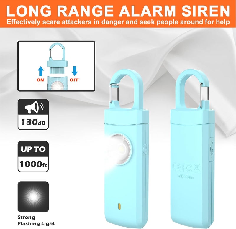 Gartmost Self Defense USB Rechargeable Alarm,130 dB Loud Siren with LED Strobe Light,Keychain Design for Easier Carrying, Personal Alarm for Women, Children, Elderly. (Aqua) - Image 2